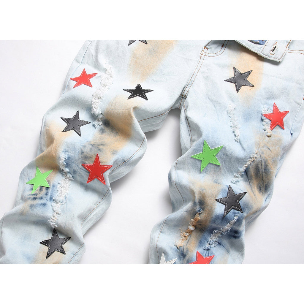 Amiri Jeans Stars Ripped Stretch Jeans