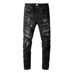 Amiri Jeans Casual Hip Hop Splash-Ink Painted Slim Jeans Men