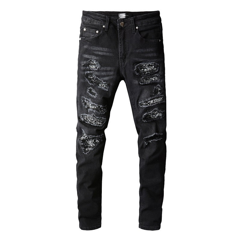 Amiri Jeans Casual Hip Hop Splash-Ink Painted Slim Jeans Men