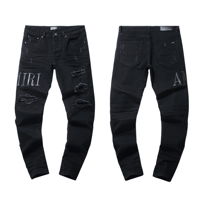Amiri Jeans Casual Ripped Black Jeans