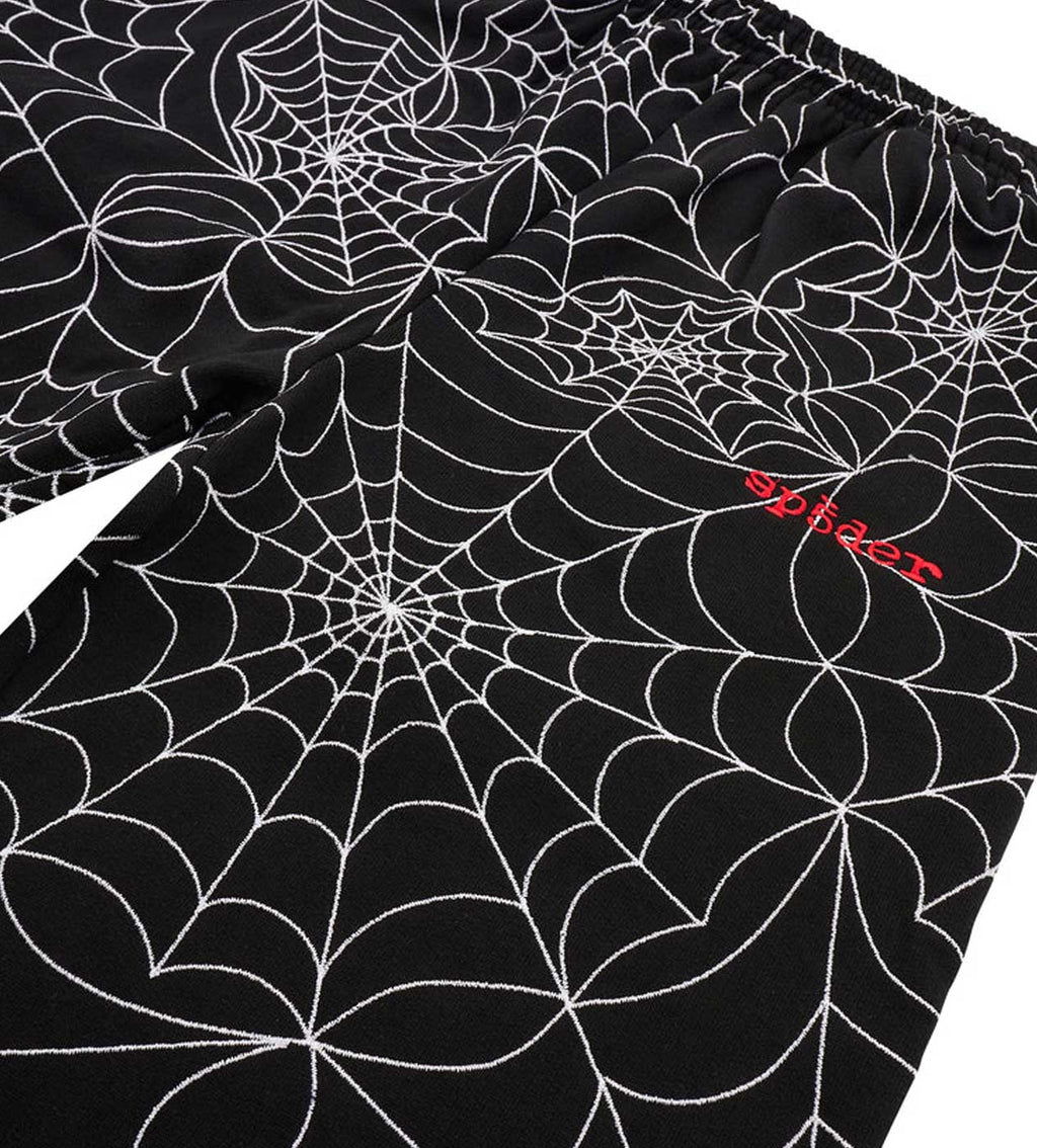 Sp5der Embroidered AOP Sweatpants Black