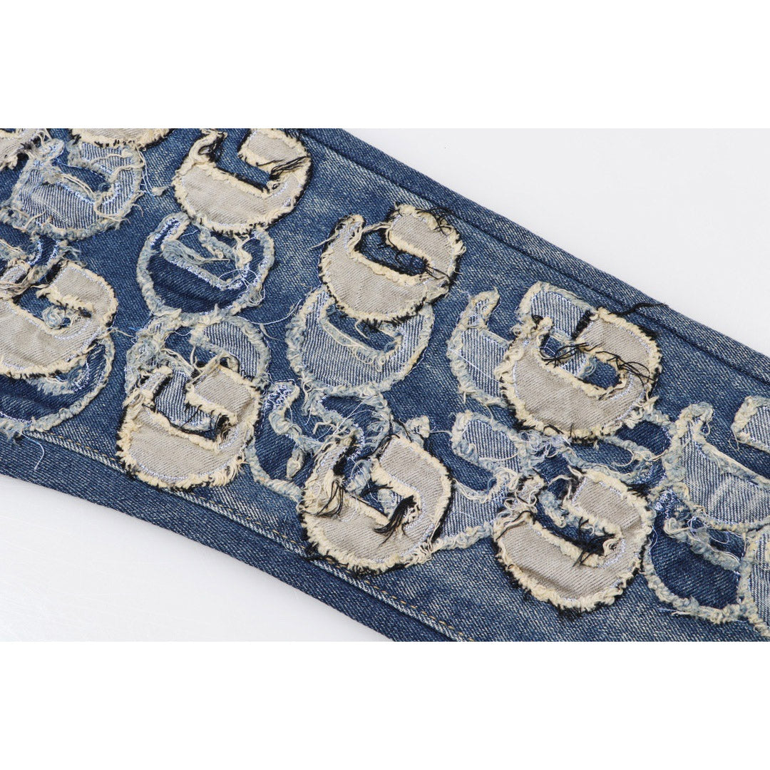 Amiri Jeans Trendy Sticker Embroidered Jeans
